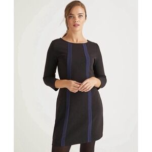 Boden Women's Anita Ottoman Tunic Dress Black Blue Ribbed Mini Sheath Sz 10 Long
